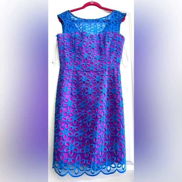 Rare!!! Lilly Pulitzer Pink/Blue/Purple Gorgeous Coctail Dress size 8 - Picture 16 of 16